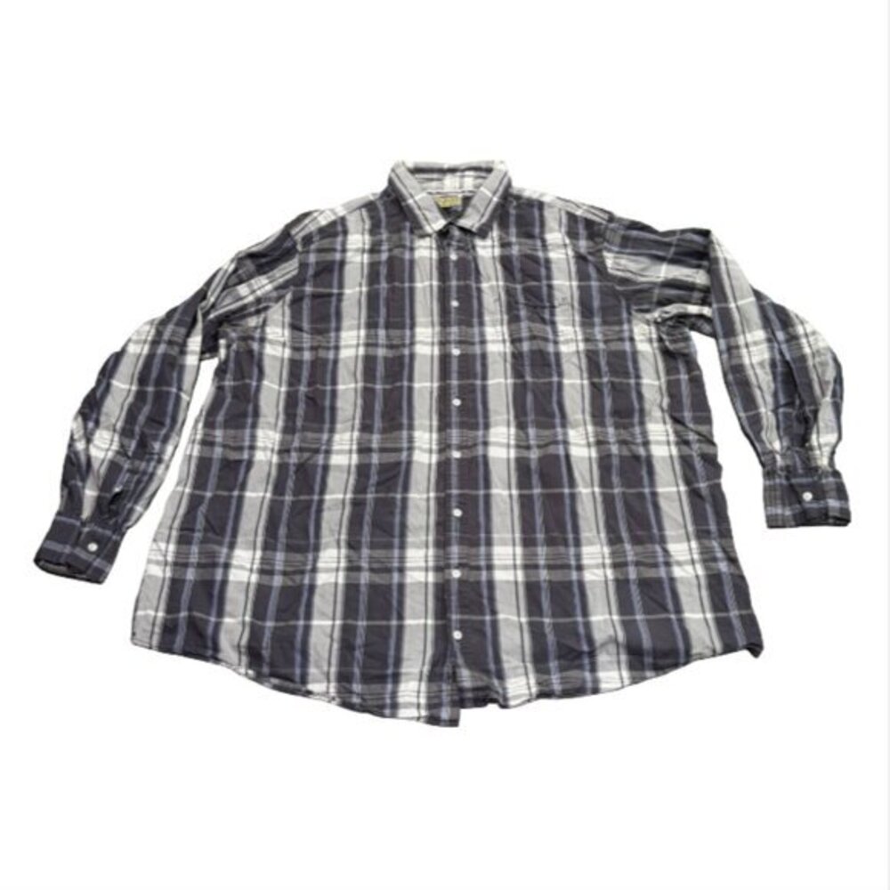 Sonoma Gray Blue and White Plaid Button Down Shirt